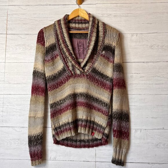EDC by Esprit Sweater Womens Size M/8 Colorful Neutral Wool Blend Shawl Neckline - Picture 1 of 16
